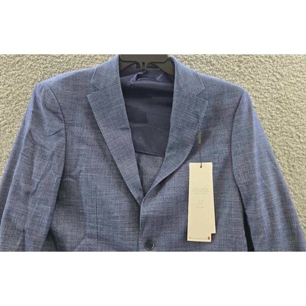 Calvin Klein Solid Slim Fit Soft Sport Coat Men's 40R Blue Button Closure L/S